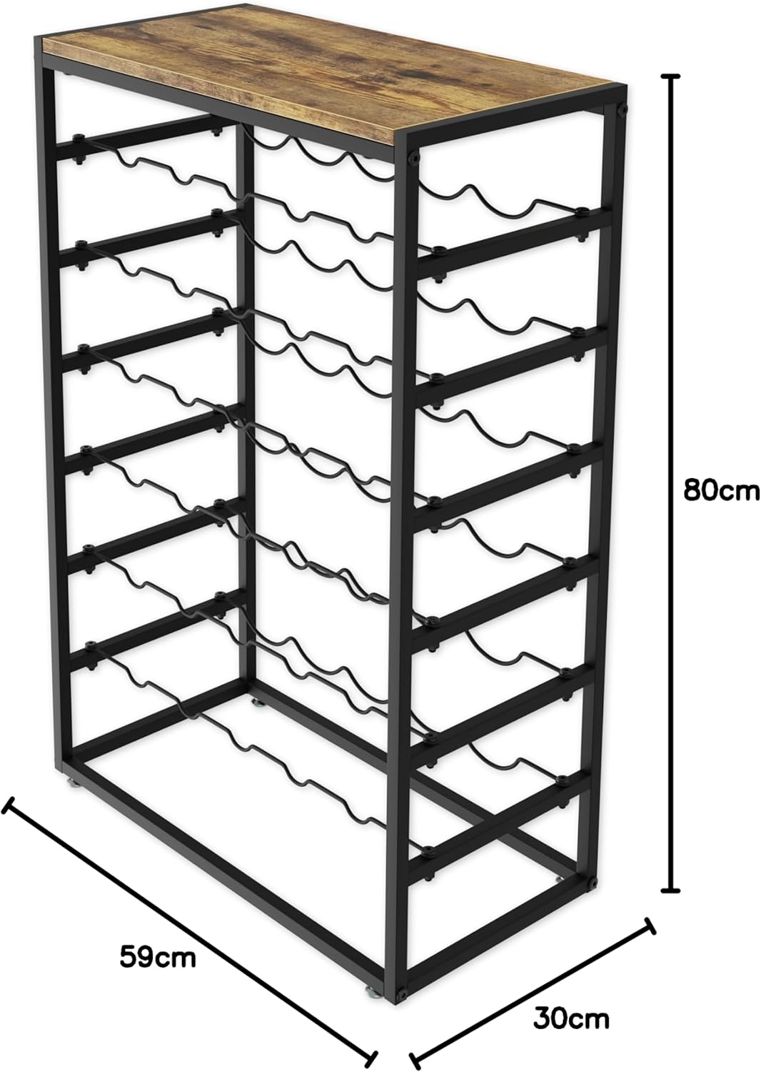 6-Tier Freestanding Wine Rack for 30 Bottles with Wood Countertop