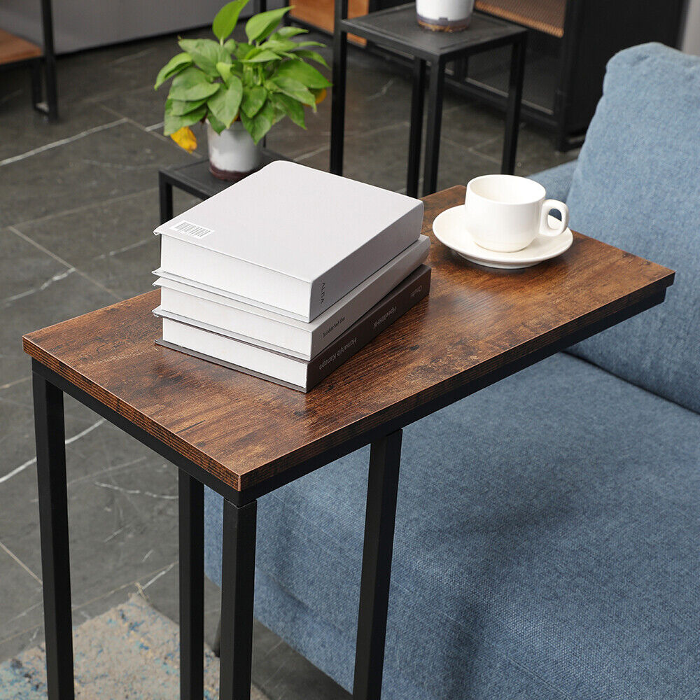 C-Shaped Sofa Side End Table Metal Frame Laptop Tray - All Family