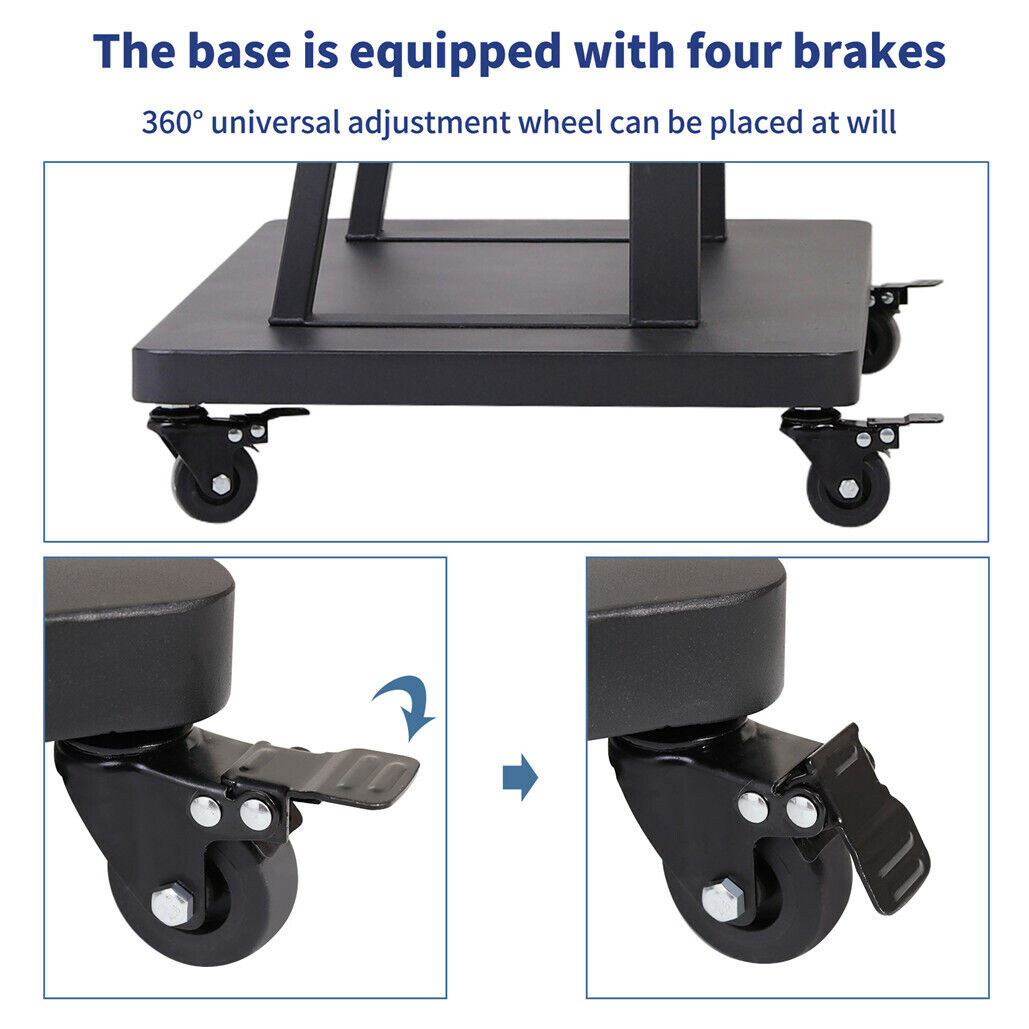 32-80 Rolling TV Stand with 2-Tier Shelf Adjustable Mount