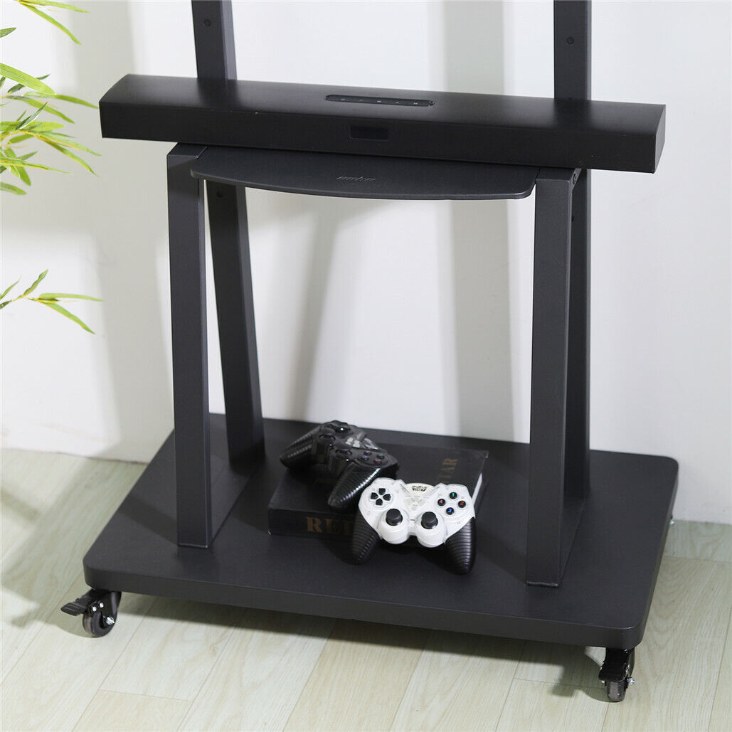 32-80 Rolling TV Stand with 2-Tier Shelf Adjustable Mount