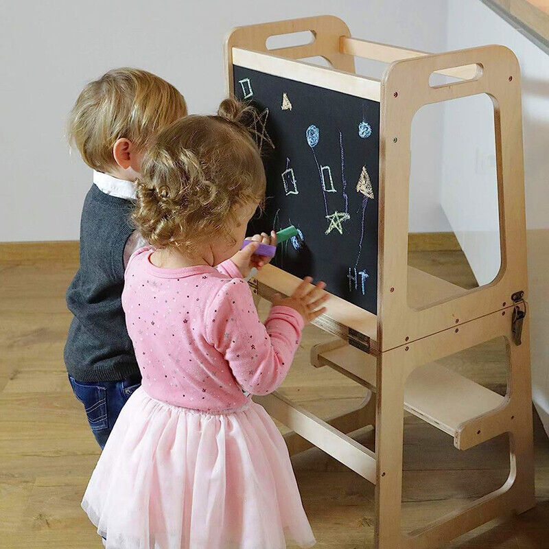 Wooden Toddler Step Stool Learning Tower Kitchen Safety