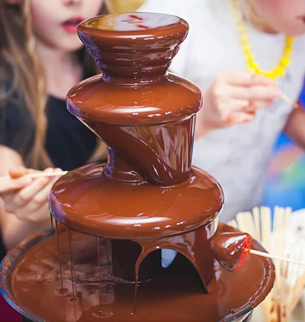 3-Tier Electric Chocolate Fondue Fountain Stainless Steel 0.9L
