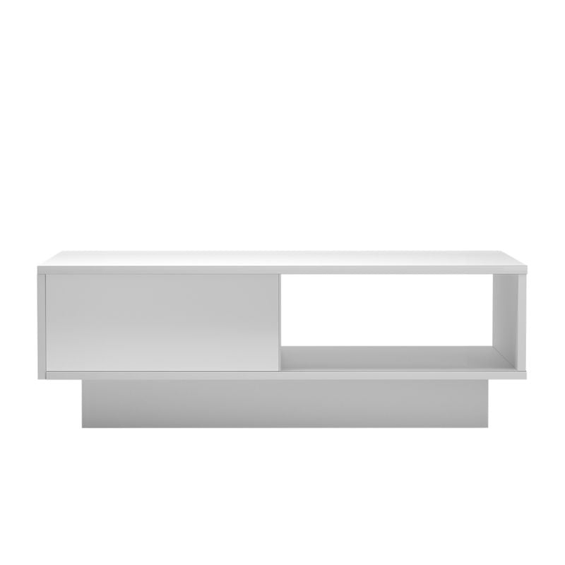 LED High Gloss Top White Coffee Table With Single Drawer