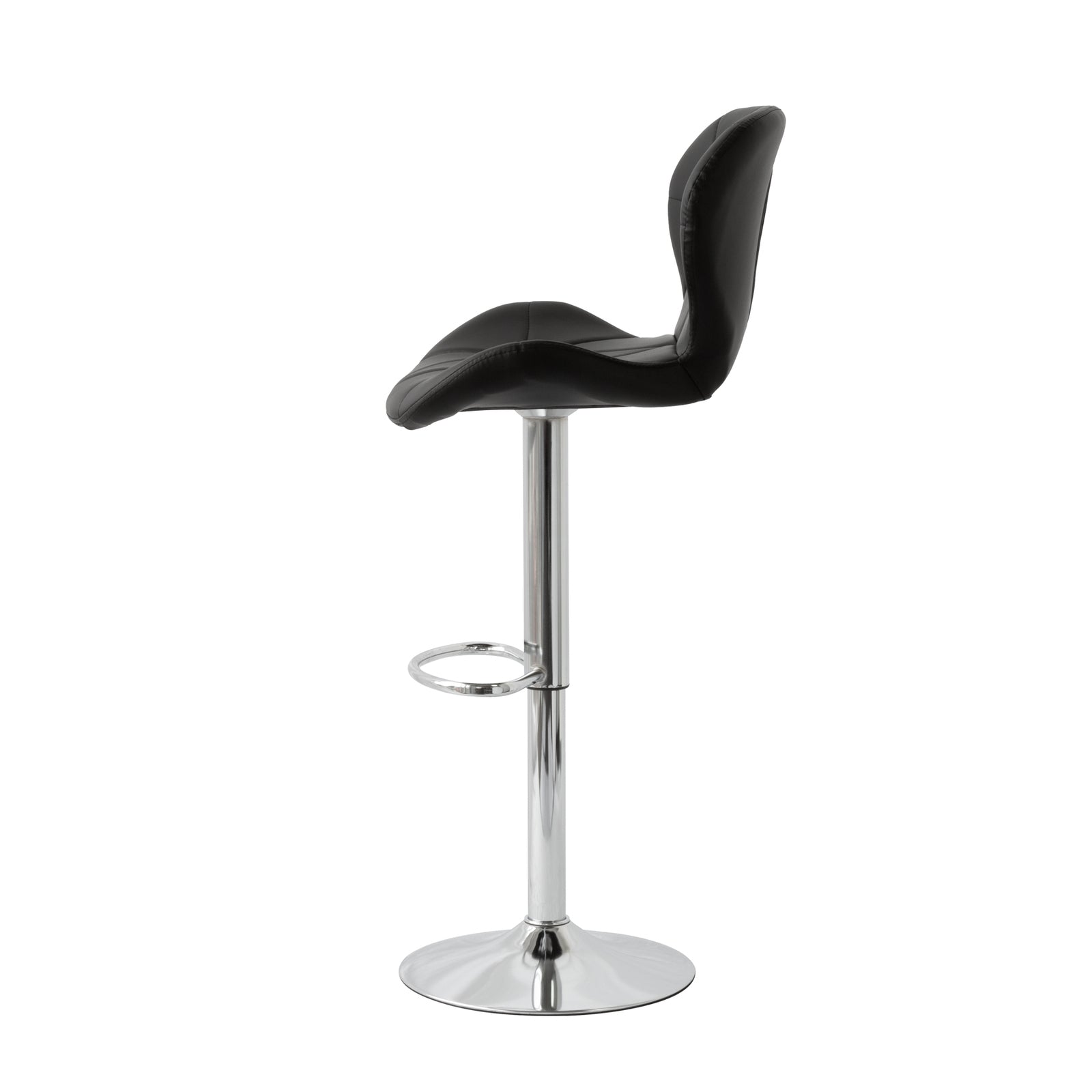 2 Comfortable Bar Stools (Black) w/ Adjustable Height, 90-112cm