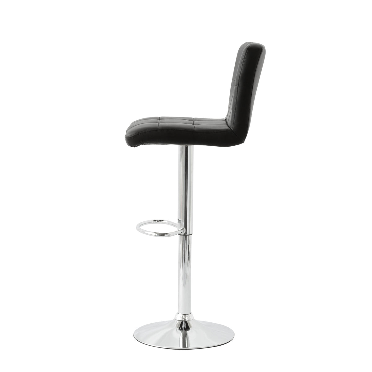 2 Tall Back Paddled Leather Barstools (Black), 90-110cm