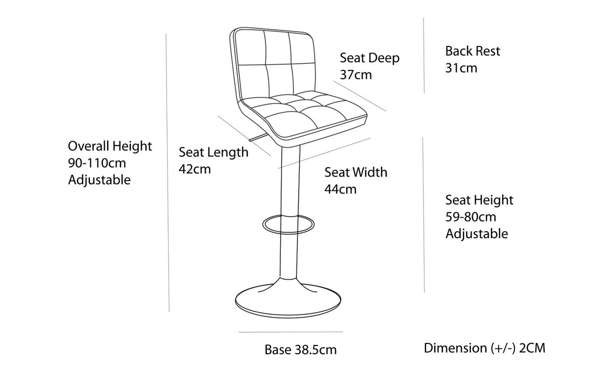 2 Tall Back Paddled Leather Barstools (White), 90-110cm