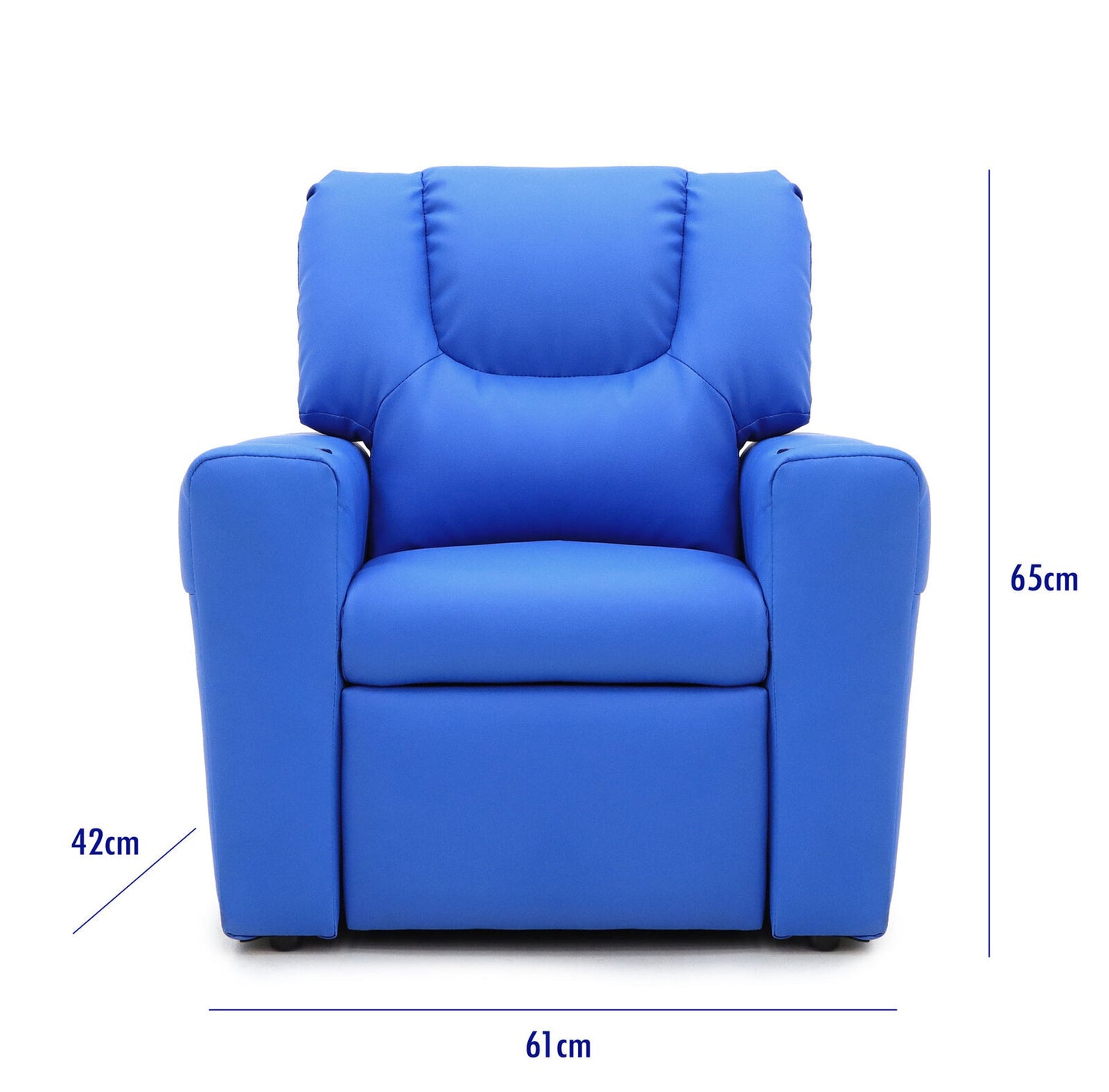 Kids Light Blue Recliner Chair w/ Footrest & Cup Holder