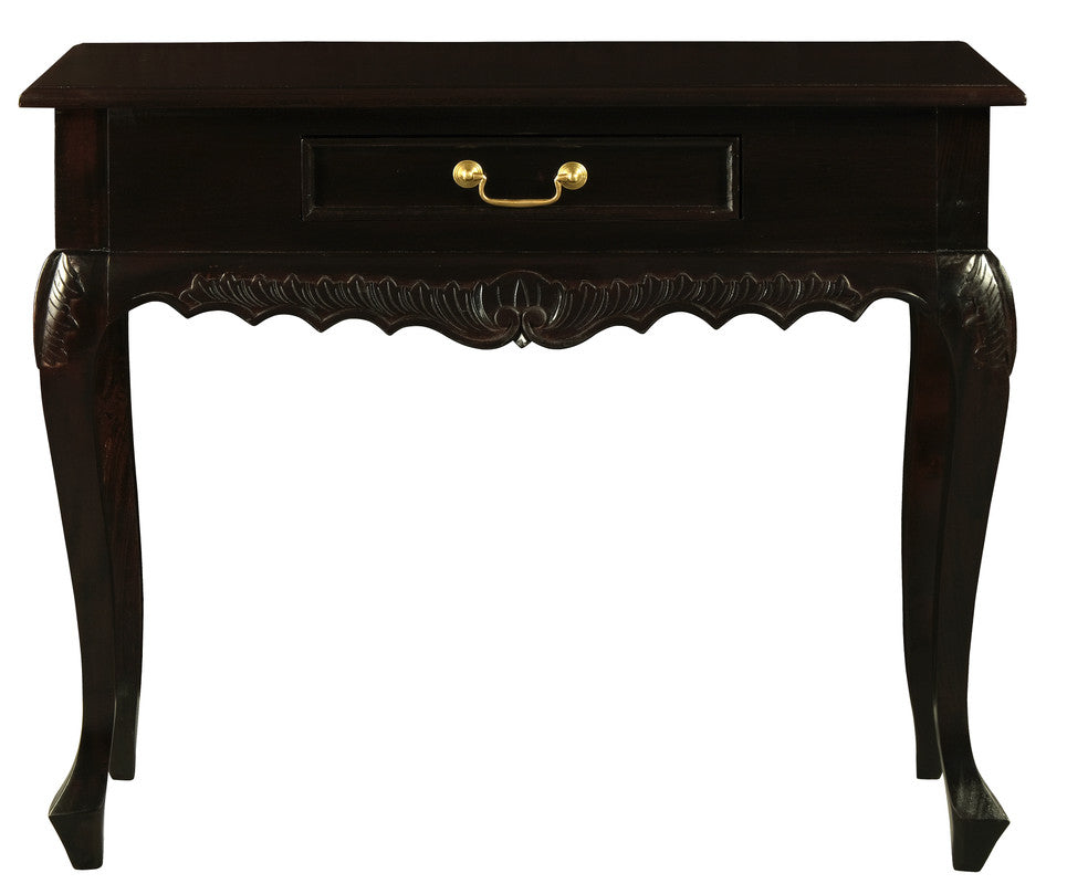 Jepara 1 Drawer Carved Sofa/Hall Table (Chocolate)