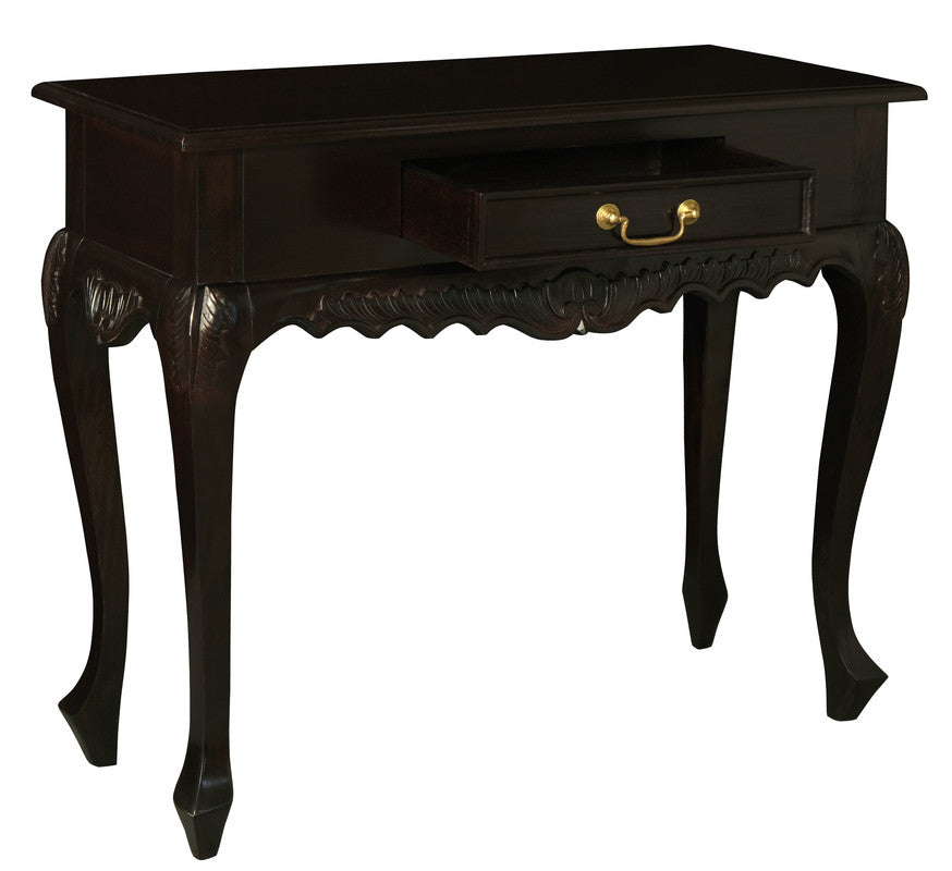 Jepara 1 Drawer Carved Sofa/Hall Table (Chocolate)