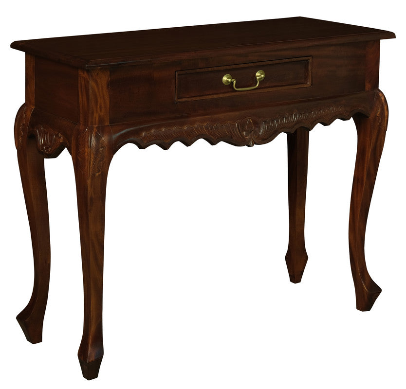 Jepara 1 Drawer Carved Sofa/Hall Table  (Mahogany)