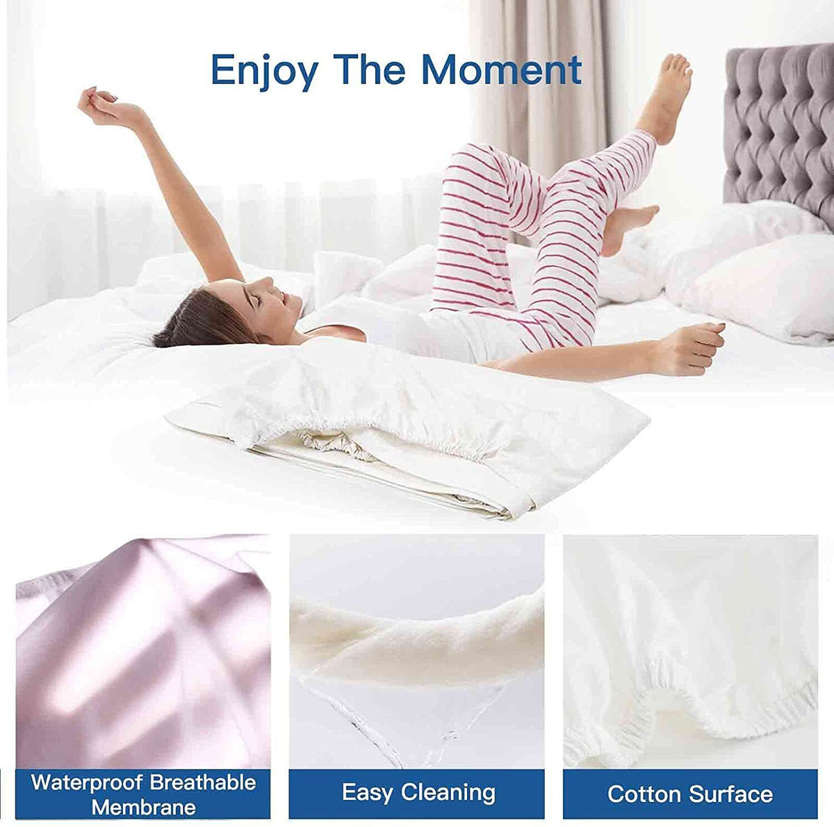 100% Terry Cotton Fitted Mattress Protector Waterproof King