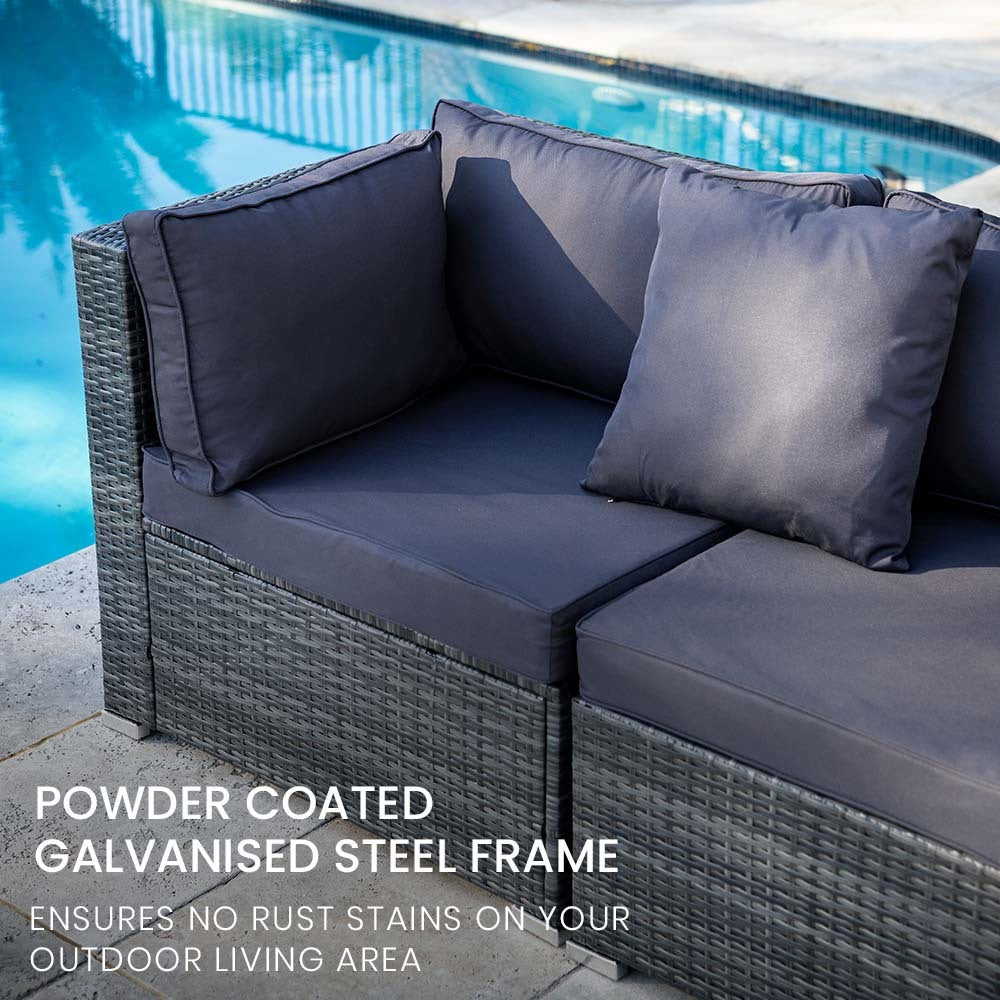 LONDON RATTAN 4 Seater Modular Outdoor Lounge Setting, Grey