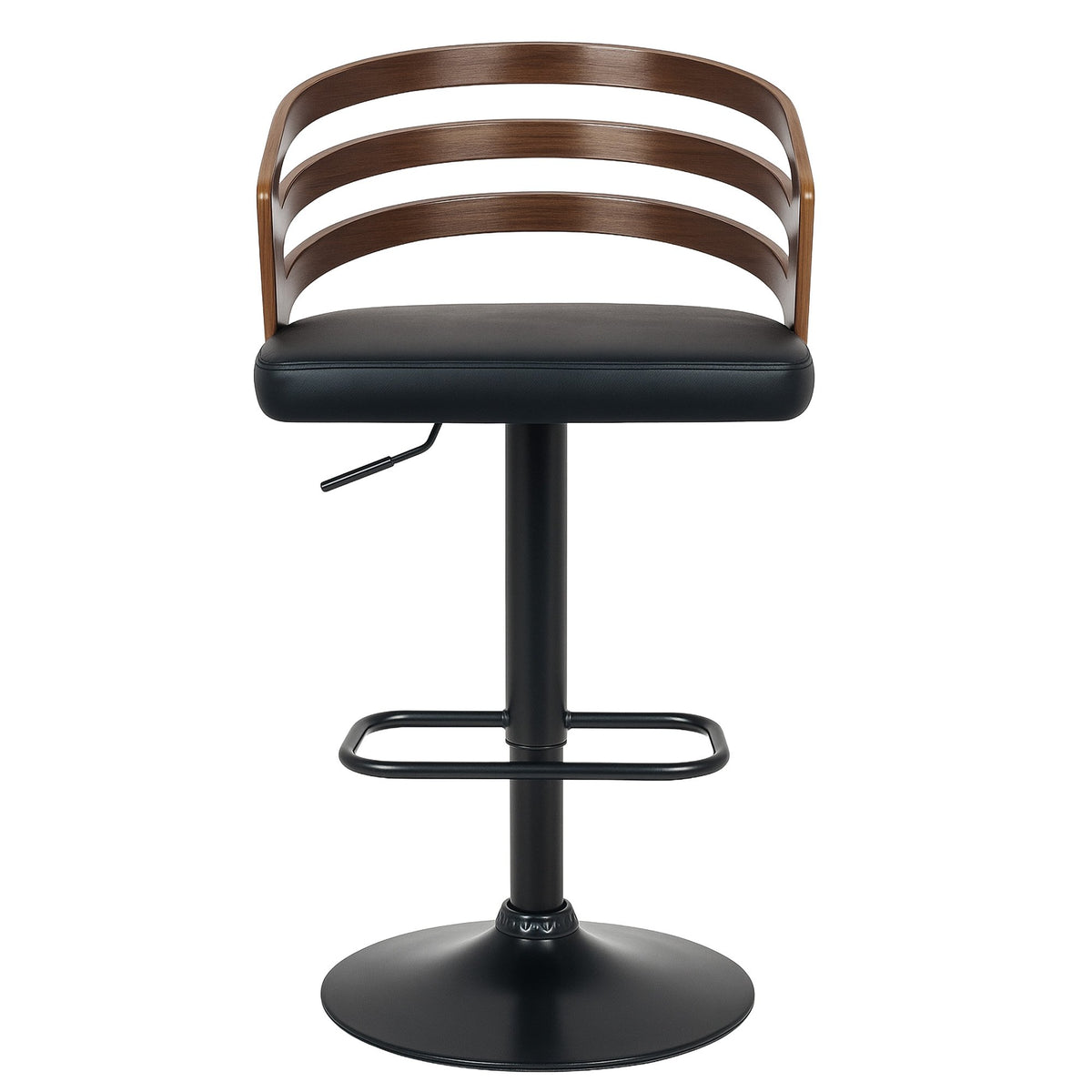 Sarantino Set Of 2 Bentwood Walnut Barstool Adjustable Height Swivel Footrest