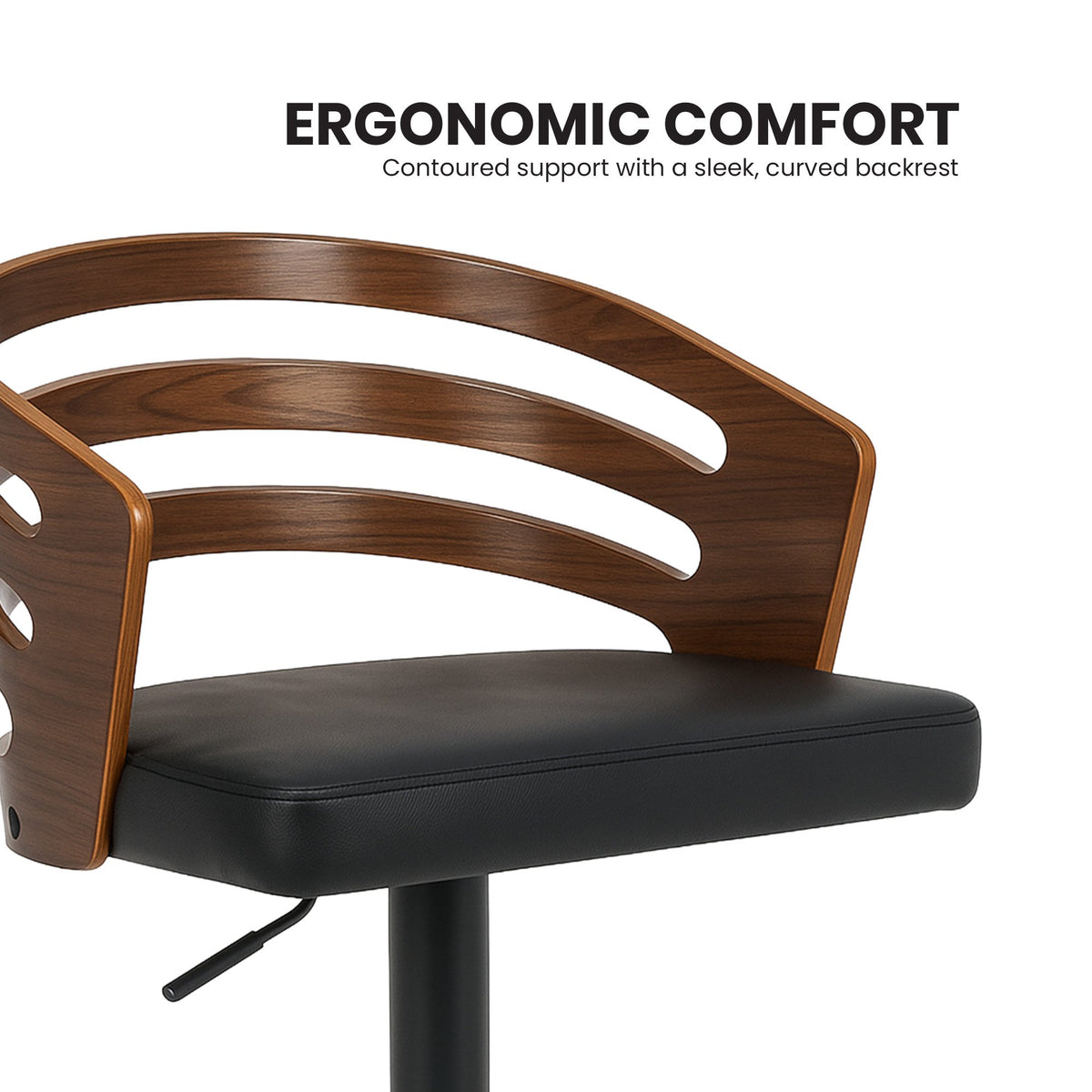 Sarantino Set Of 2 Bentwood Walnut Barstool Adjustable Height Swivel Footrest