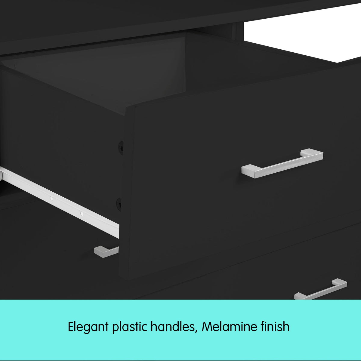 Sarantino Tallboy Dresser 6 Chest Of Drawers Table Cabinet, Black