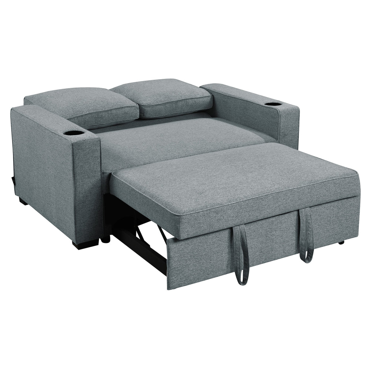 Sarantino Hoffman Linen Sofa Bed with Cushions & Cup Holders Airforce Blue