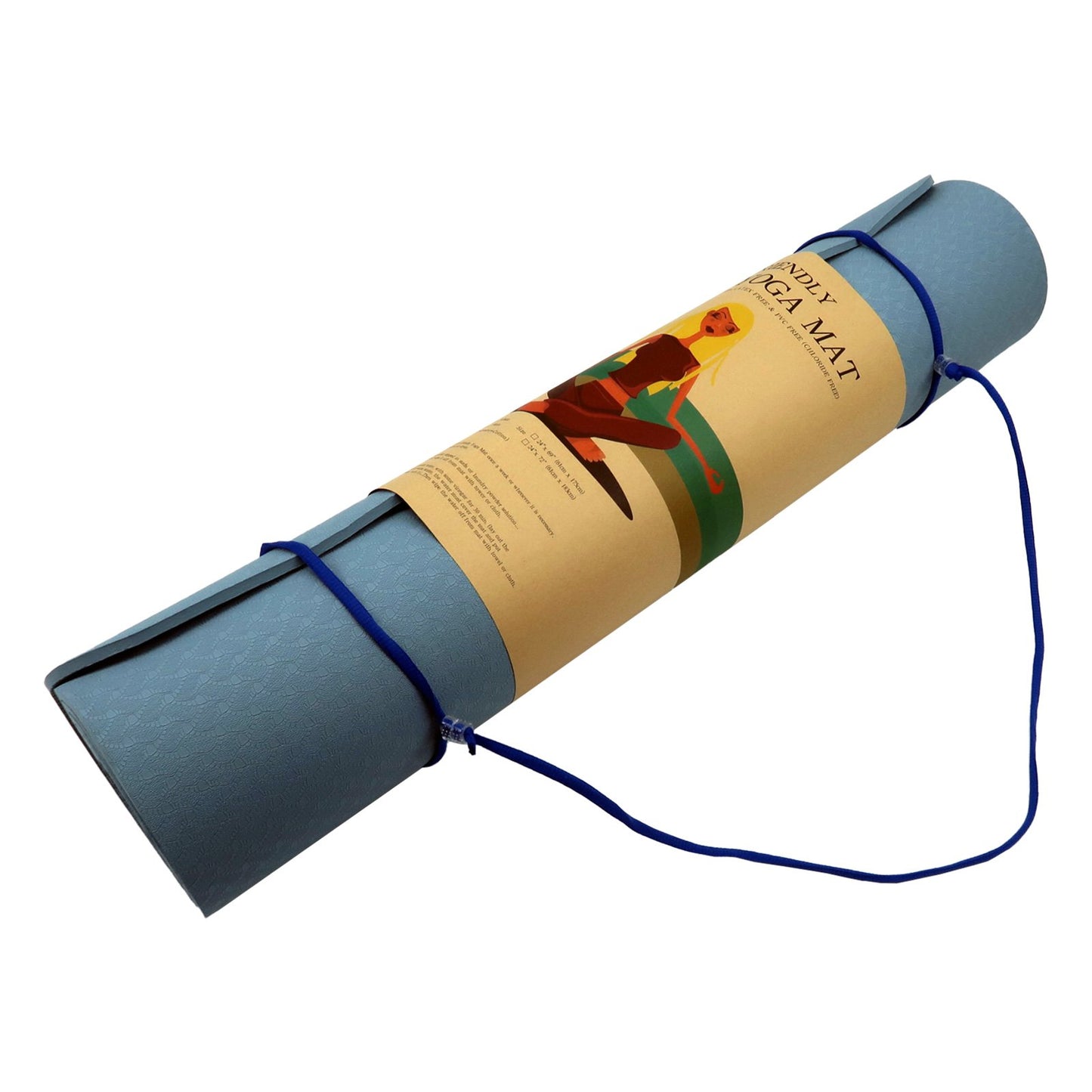Powertrain Dual Layer 6mm Yoga Mat | Sky Blue | Non-slip Surface And Carry Strap For Ultimate Comfort And Portability