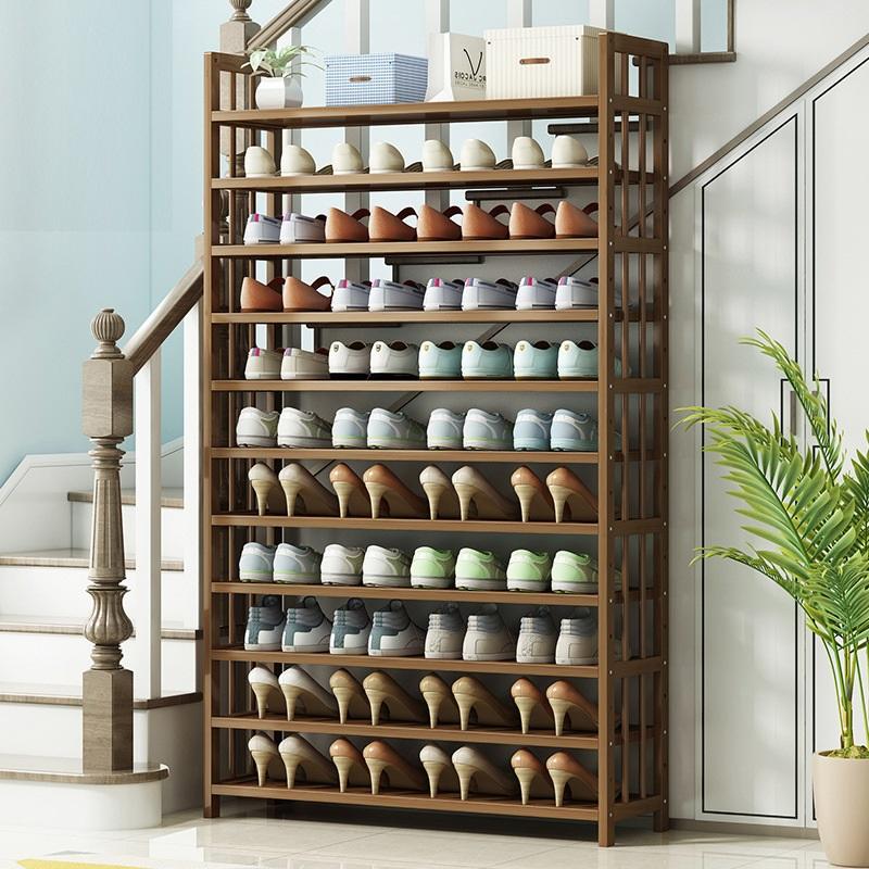8 Tier Tower Bamboo Wooden Shoe Rack Corner Shelf Stand