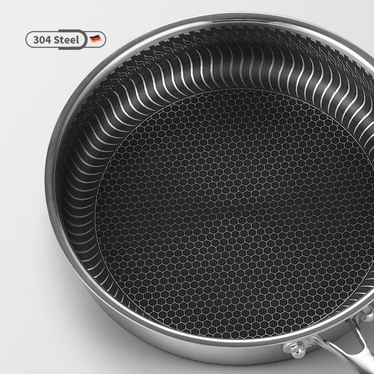 Stainless Steel Frying Pan Non-Stick Cooking Frypan Cookware Double