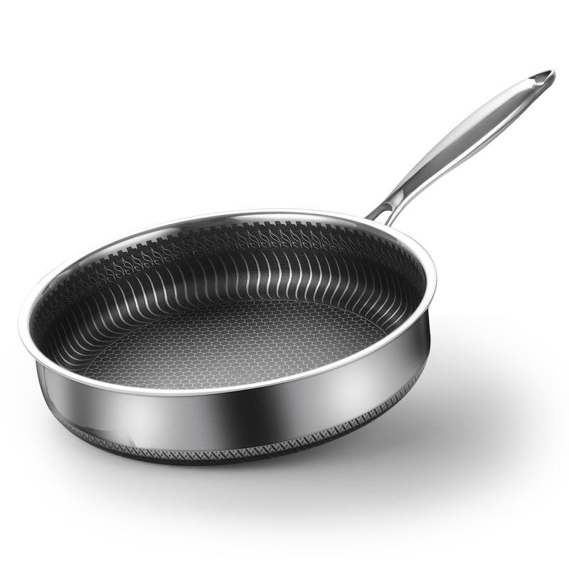 Stainless Steel Frying Pan Non-Stick Cooking Frypan Cookware Double
