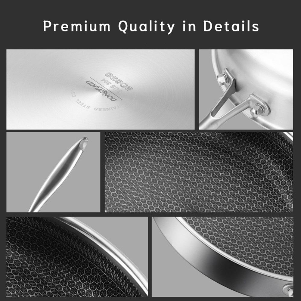 Stainless Steel Frying Pan Non-Stick Cooking Frypan Cookware Single