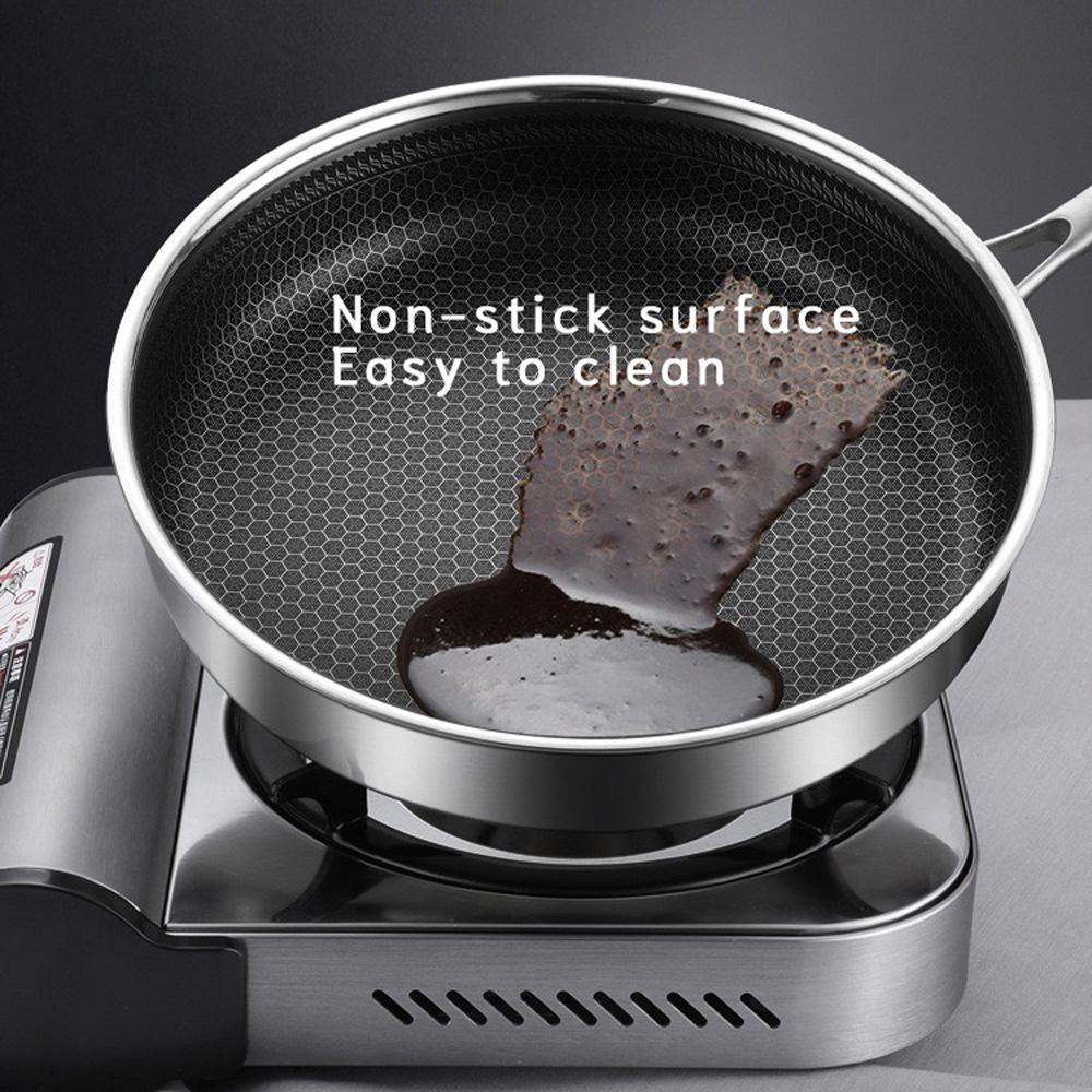 Stainless Steel Frying Pan Non-Stick Cooking Frypan Cookware Single