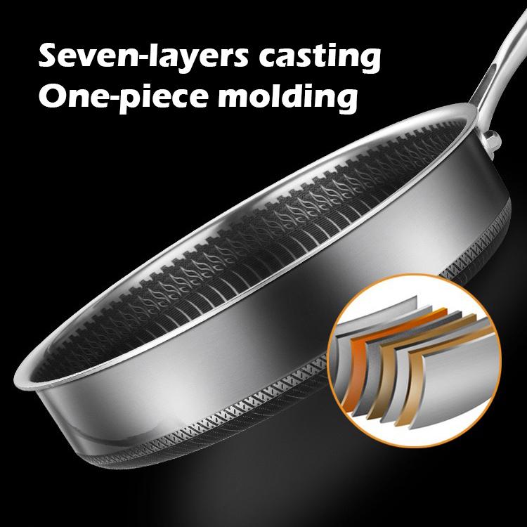Stainless Steel Frying Pan Non-Stick Cooking Frypan Cookware Double