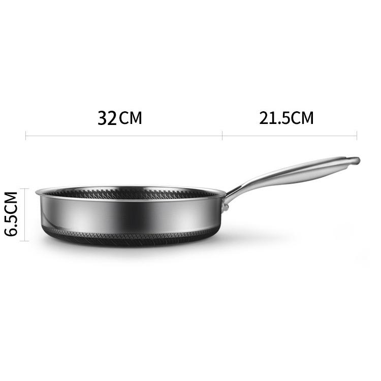 Stainless Steel Frying Pan Non-Stick Cooking Frypan Cookware Double