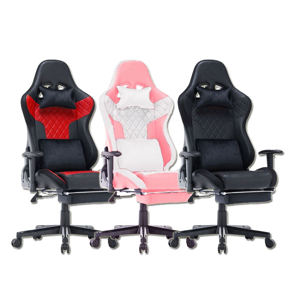 7 RGB Lights Bluetooth Speaker Gaming Chair Ergonomic Racing, Black