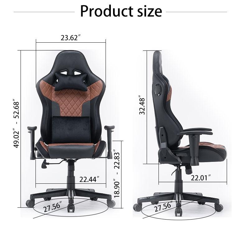 7 RGB Lights Bluetooth Speaker Gaming Chair Ergonomic Racing, Black