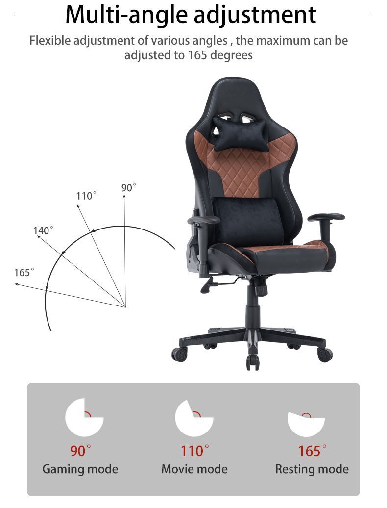 7 RGB Lights Bluetooth Speaker Gaming Chair Ergonomic Racing, Black