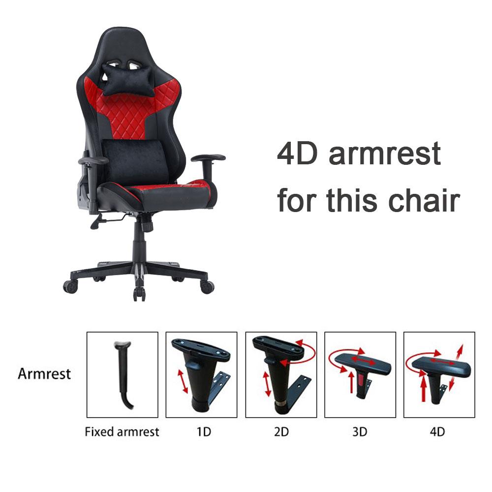 7 RGB Lights Bluetooth Speaker Gaming Chair Ergonomic Racing, Black