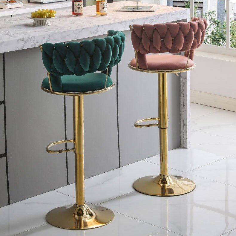 SERENITà Red Bean Brown Velvet Seat Kitchen Breakfast Bar
