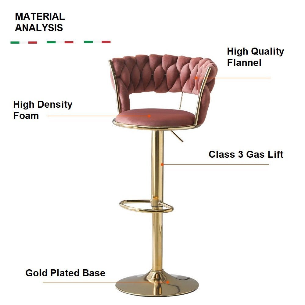 SERENITà Red Bean Brown Velvet Seat Kitchen Breakfast Bar