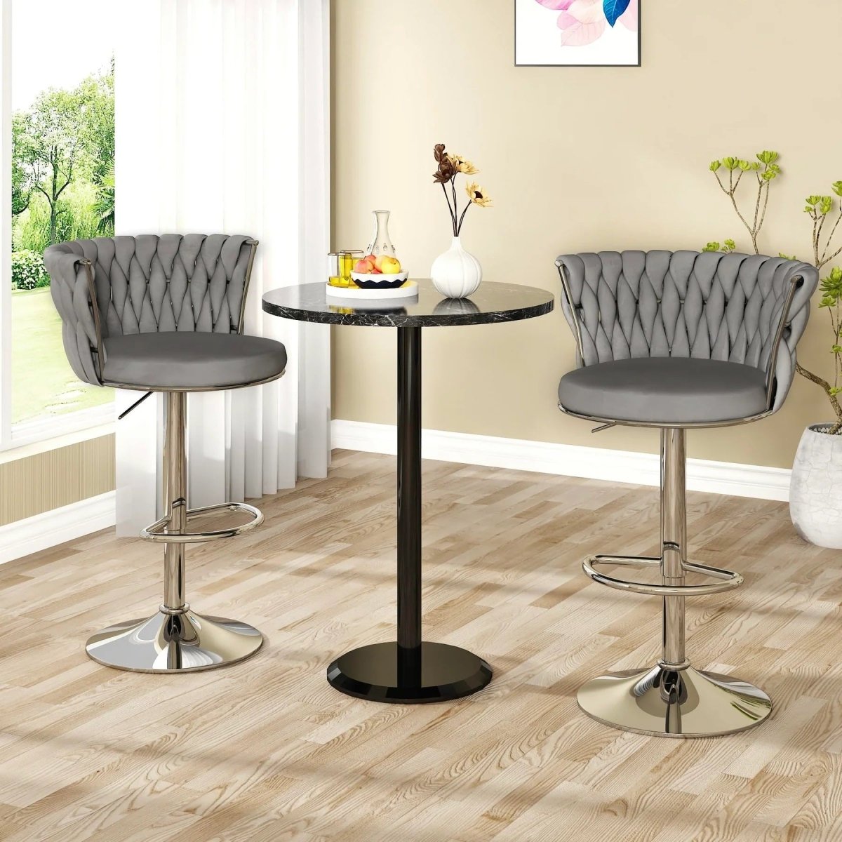 SERENITà Modern Silver Swivel Upholstered Velvet