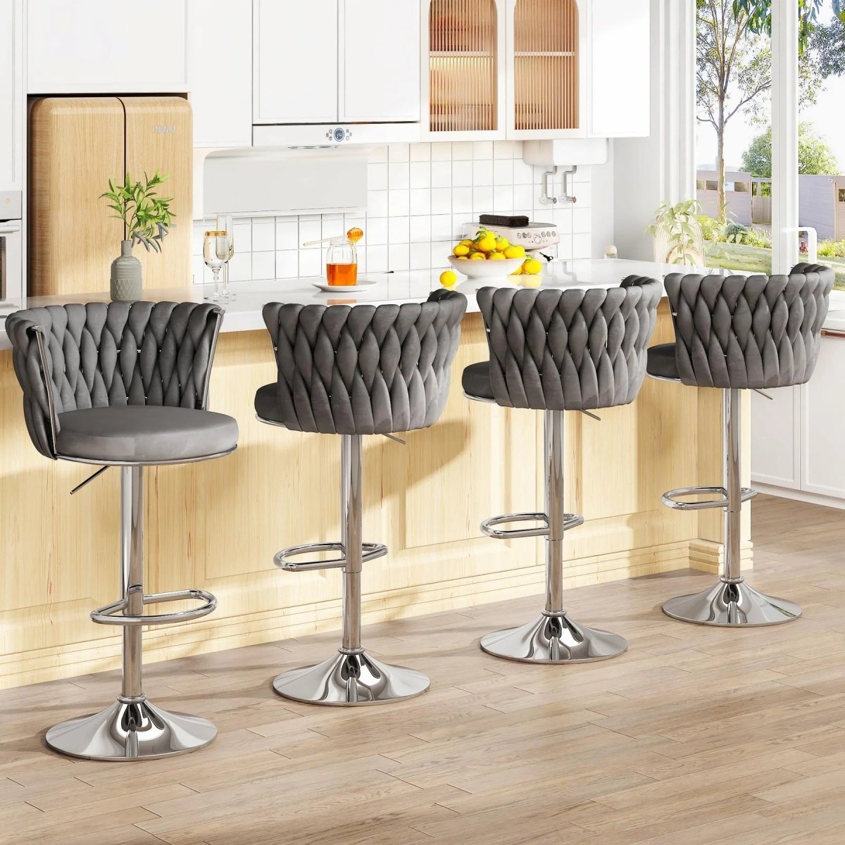 SERENITà Modern Silver Swivel Upholstered Velvet