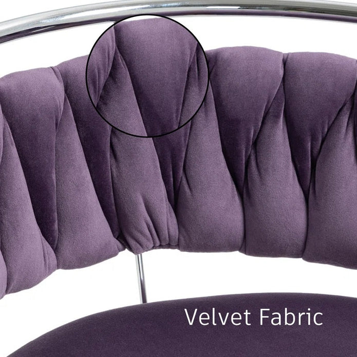 SERENITà Silver Swivel Upholstered Velvet Adjustable Height Counter Stool with Metal Frame Voilet (Set of 2)
