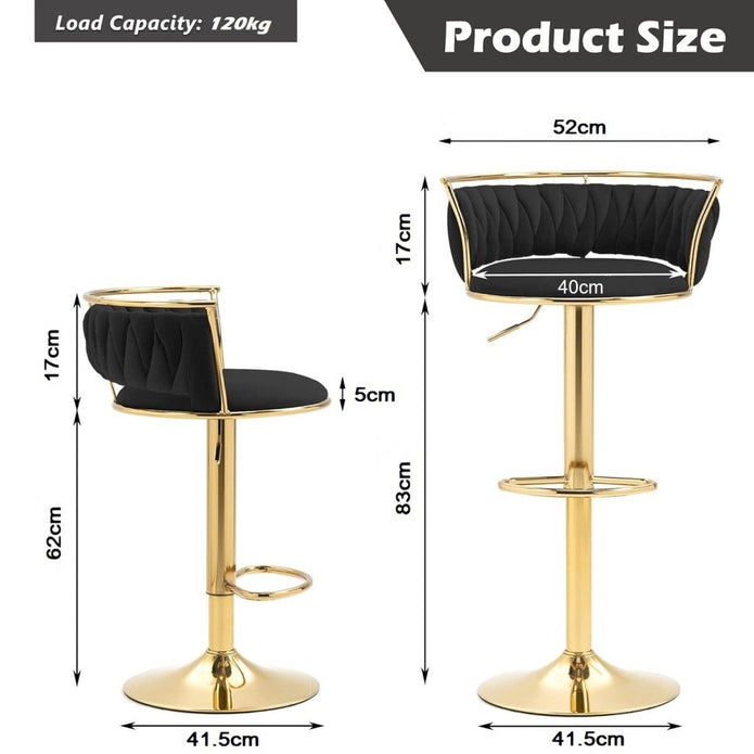 SERENITà Golden Swivel Upholstered Velvet Adjustable Height, Black