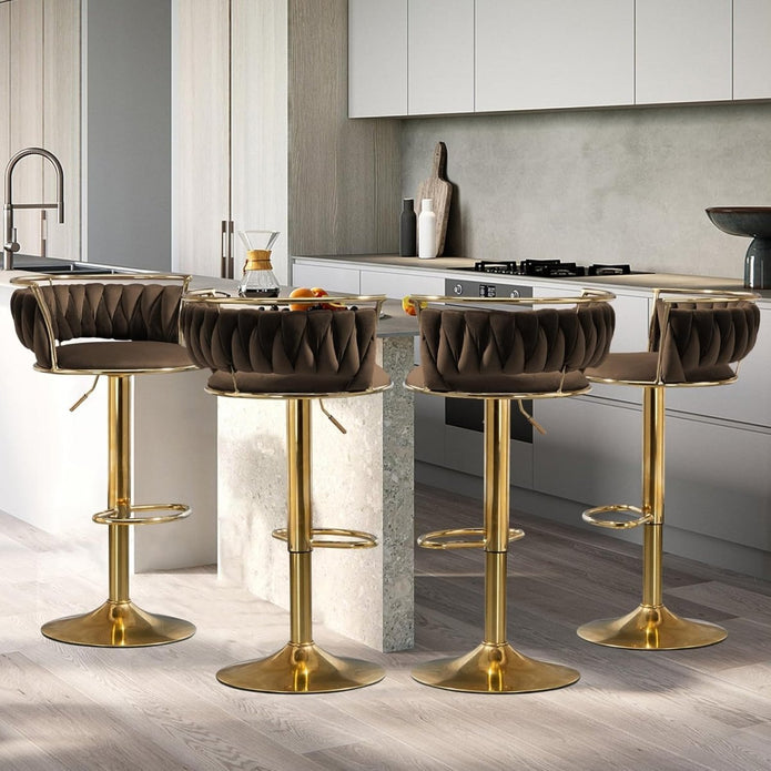 SERENITà Golden Swivel Upholstered Velvet Adjustable Height, Coffee