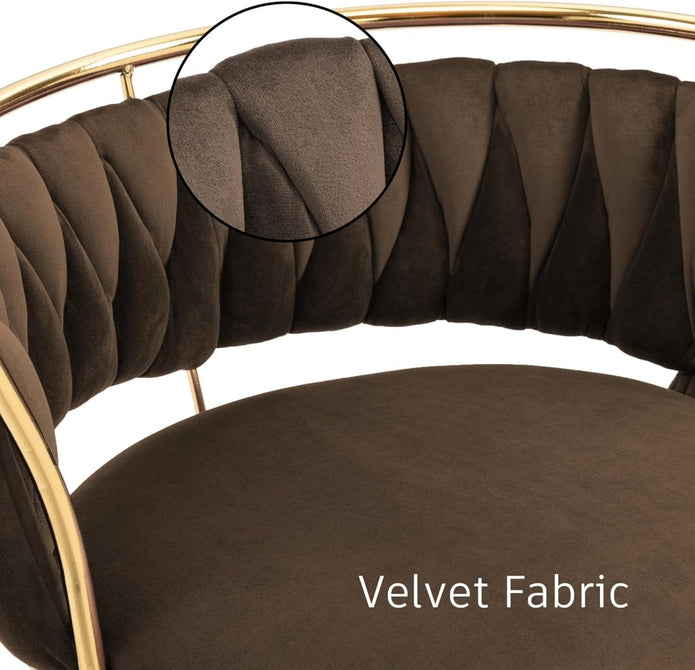SERENITà Golden Swivel Upholstered Velvet Adjustable Height, Coffee