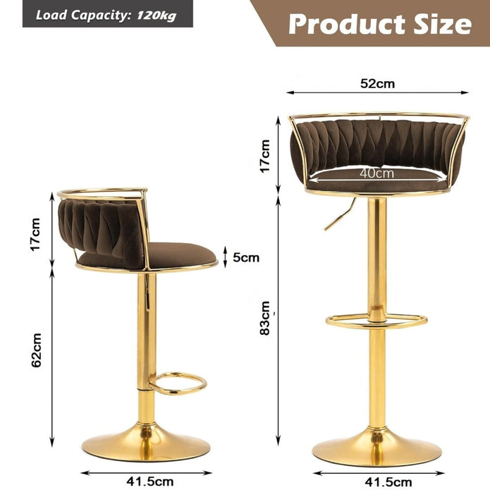 SERENITà Golden Swivel Upholstered Velvet Adjustable Height, Coffee