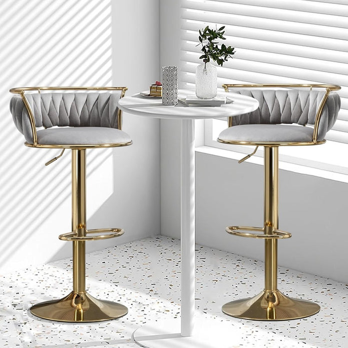 SERENITà Golden Swivel Upholstered Velvet Adjustable Height, Grey