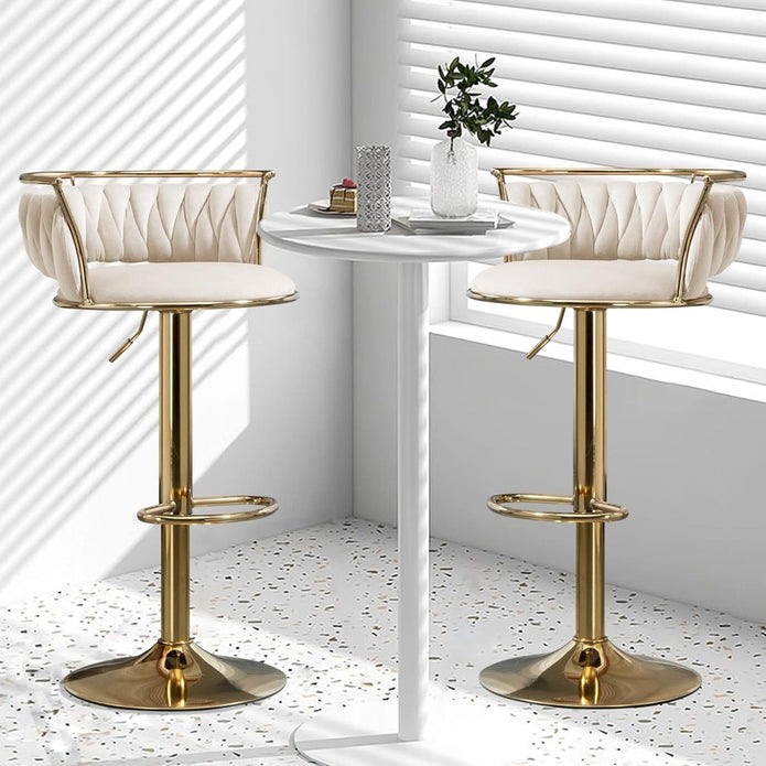 SERENITà Golden Swivel Upholstered Velvet Adjustable Height, Ivory