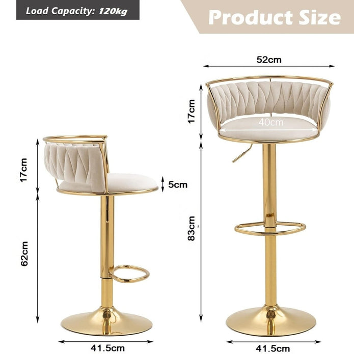 SERENITà Golden Swivel Upholstered Velvet Adjustable Height, Ivory