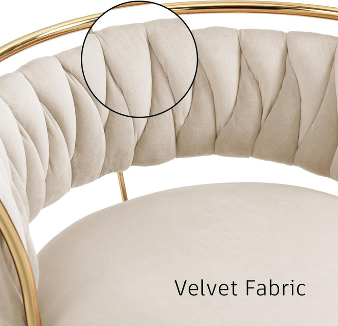 SERENITà Golden Swivel Upholstered Velvet Adjustable Height, Ivory