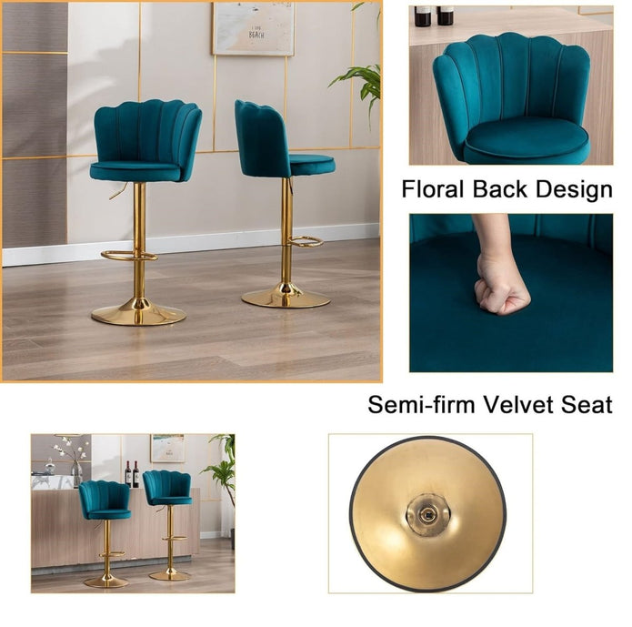 SERENITà Swivel Bar Stools Bar Height Set of 2, Blue