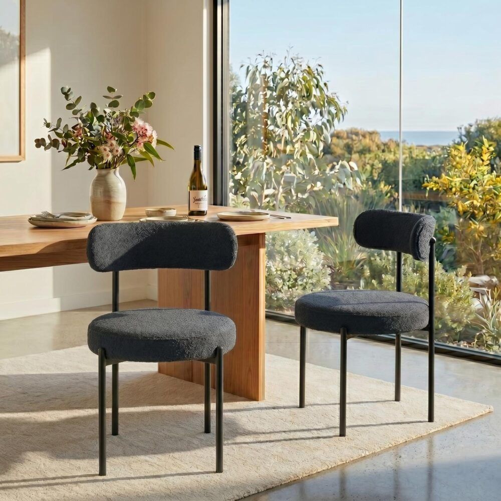 Charcoal Chic Boucle Elsa Dining Chairs