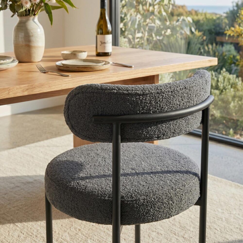 Charcoal Chic Boucle Elsa Dining Chairs
