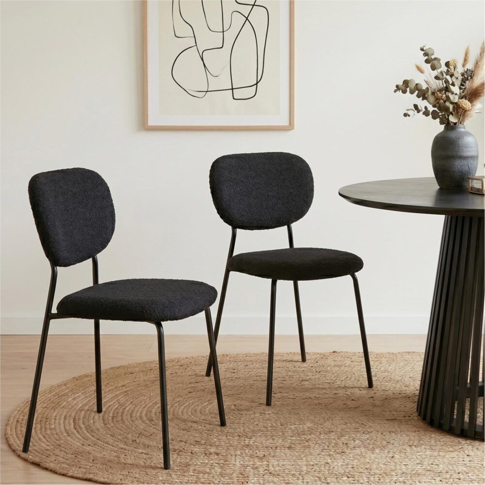 Charcoal Charm Armless Dining Chair Duo