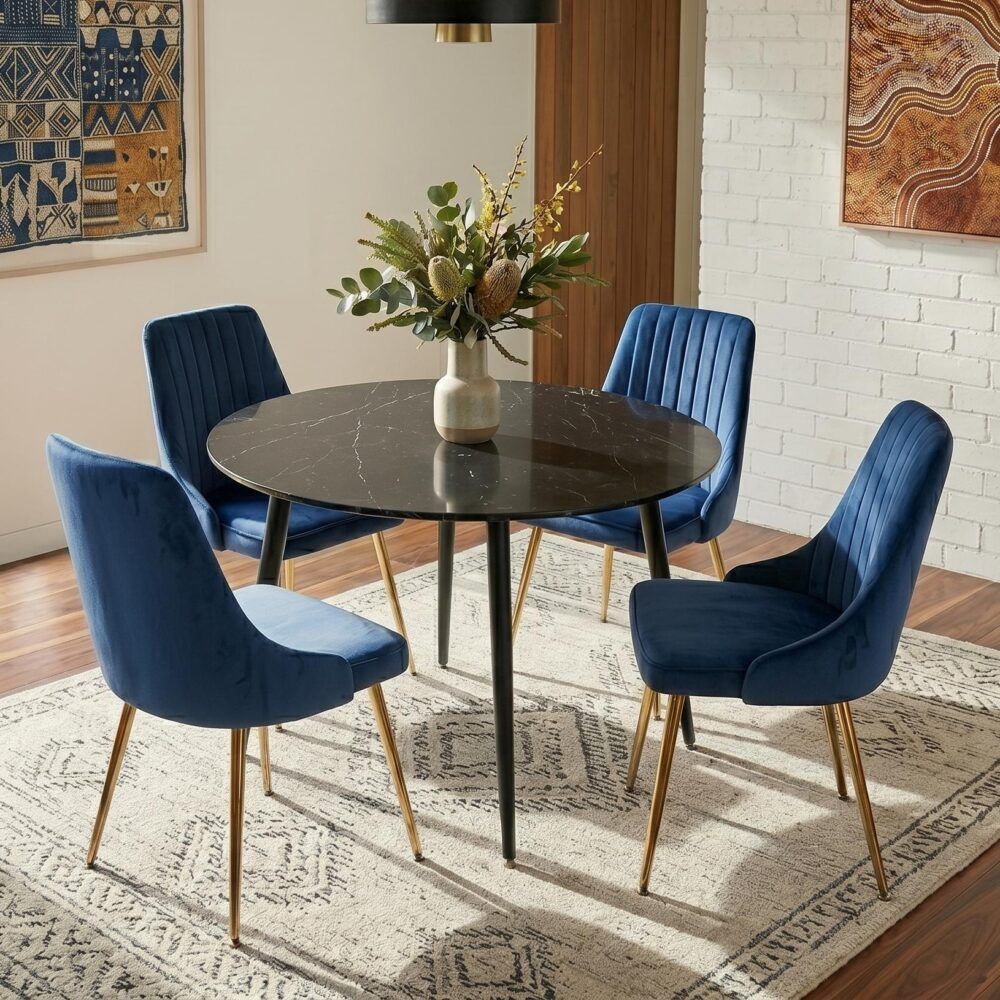 Blue Velvet Bistro Dining Set
